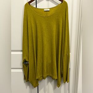 bryn Walker Mustard Crewneck Long Dolman Sleeve Oversized Top Lagenlook One Size